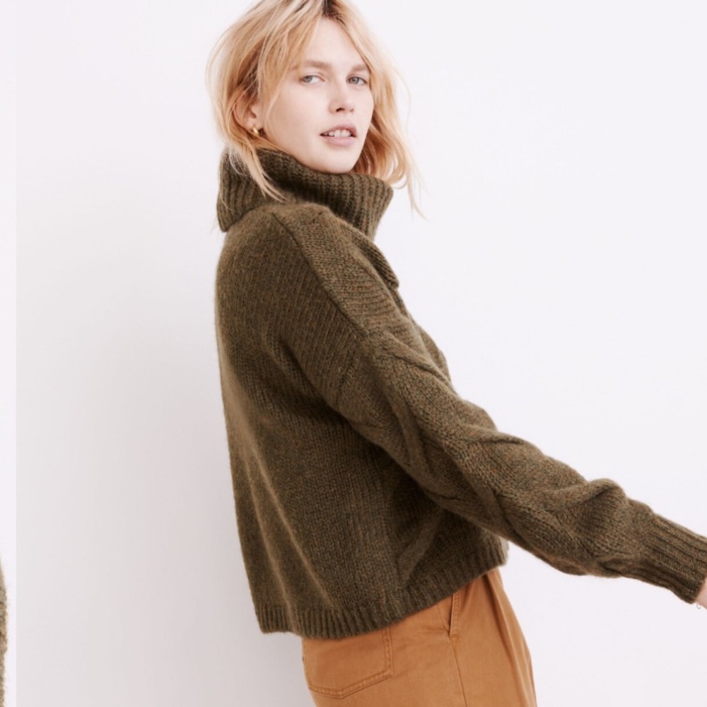 Madewell Somervell Modern Cable Turtleneck Sweater Size S - Picture 5 of 9